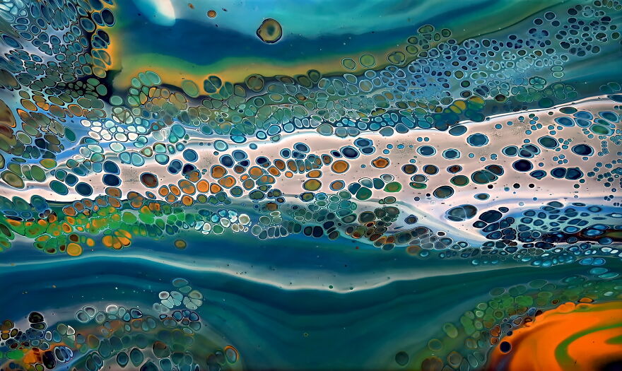 Abstract Landscape Fluid Art Painting ~ Flip Cup Acrylic Pouring ~ Cells With Silicone Oil Abstract Landscape Fluid Art Painting ~ Flip Cup Acrylic Pouring ~ Cells With Silicone Oil
