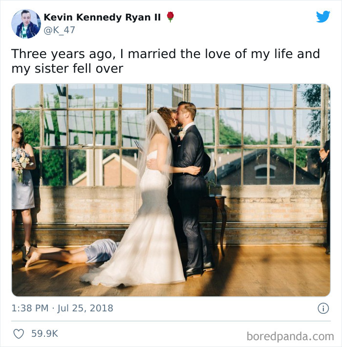 Groom's Sister Passed Out At The Exact Moment The Judge Said "You May Kiss The Bride"