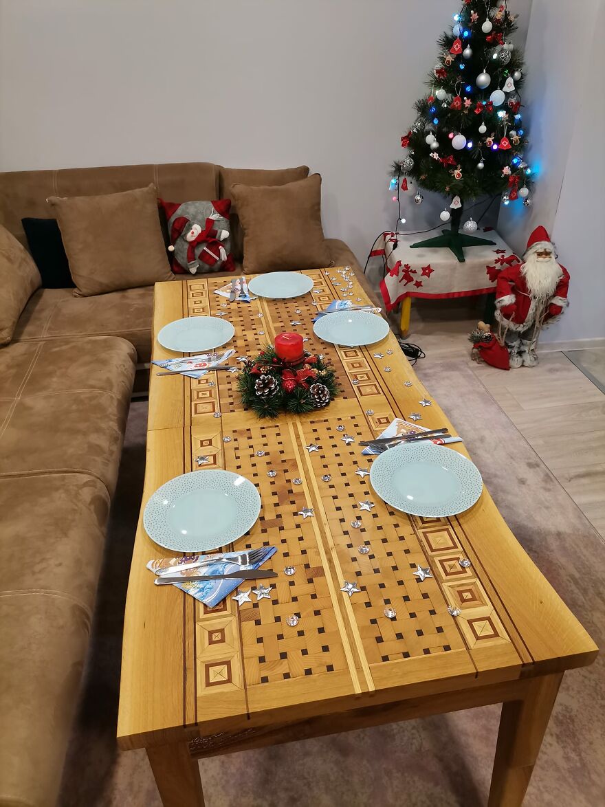 We Made Unique Handmade Tables With Over 1000 Pieces Of Wood And 160 Hours Of Manual Labor