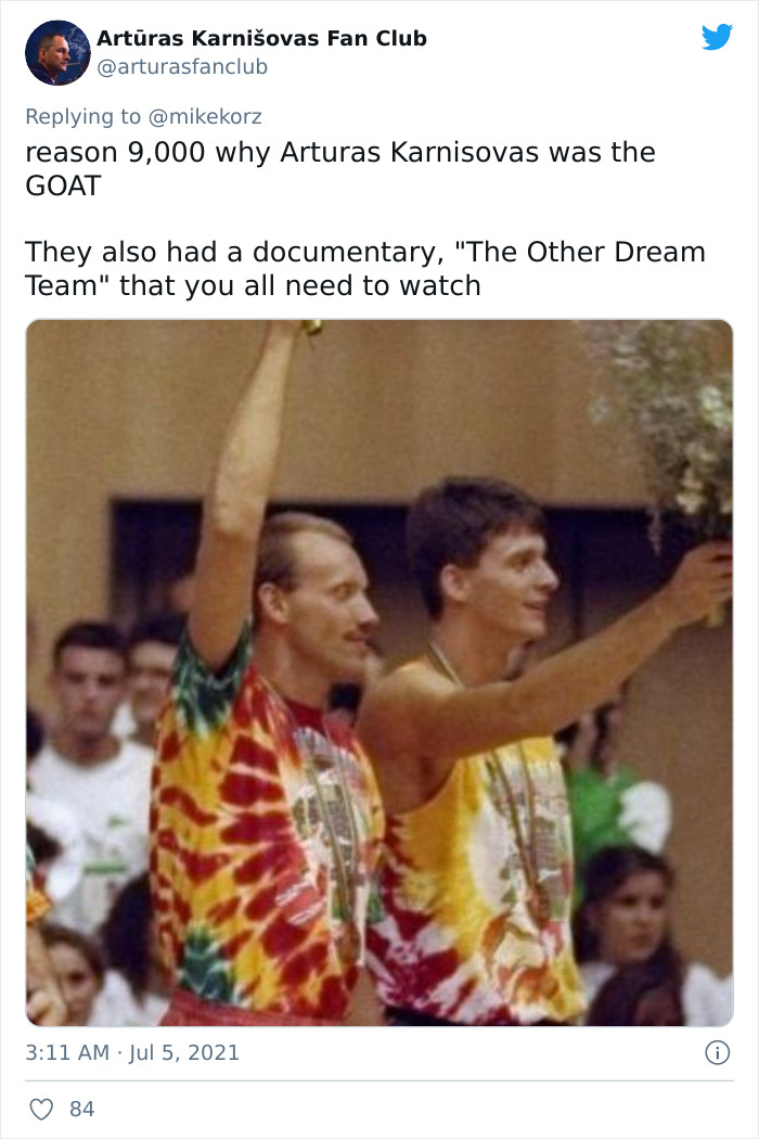 Inspirational Story Of One Of The Most Famous Tie-Dye Shirts Created For A Post-Soviet Lithuanian Basketball Team By An American Rock Band Is Going Viral