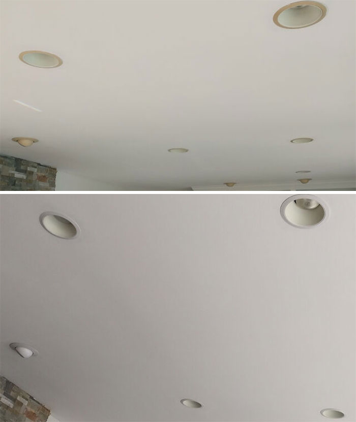 Instead Of Replacing Dated Recessed Light Trim At $20/Light, I Painted The Ones I Had For Free