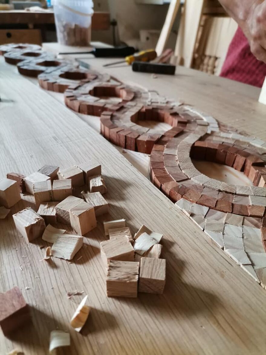 We Made Unique Handmade Tables With Over 1000 Pieces Of Wood And 160 Hours Of Manual Labor