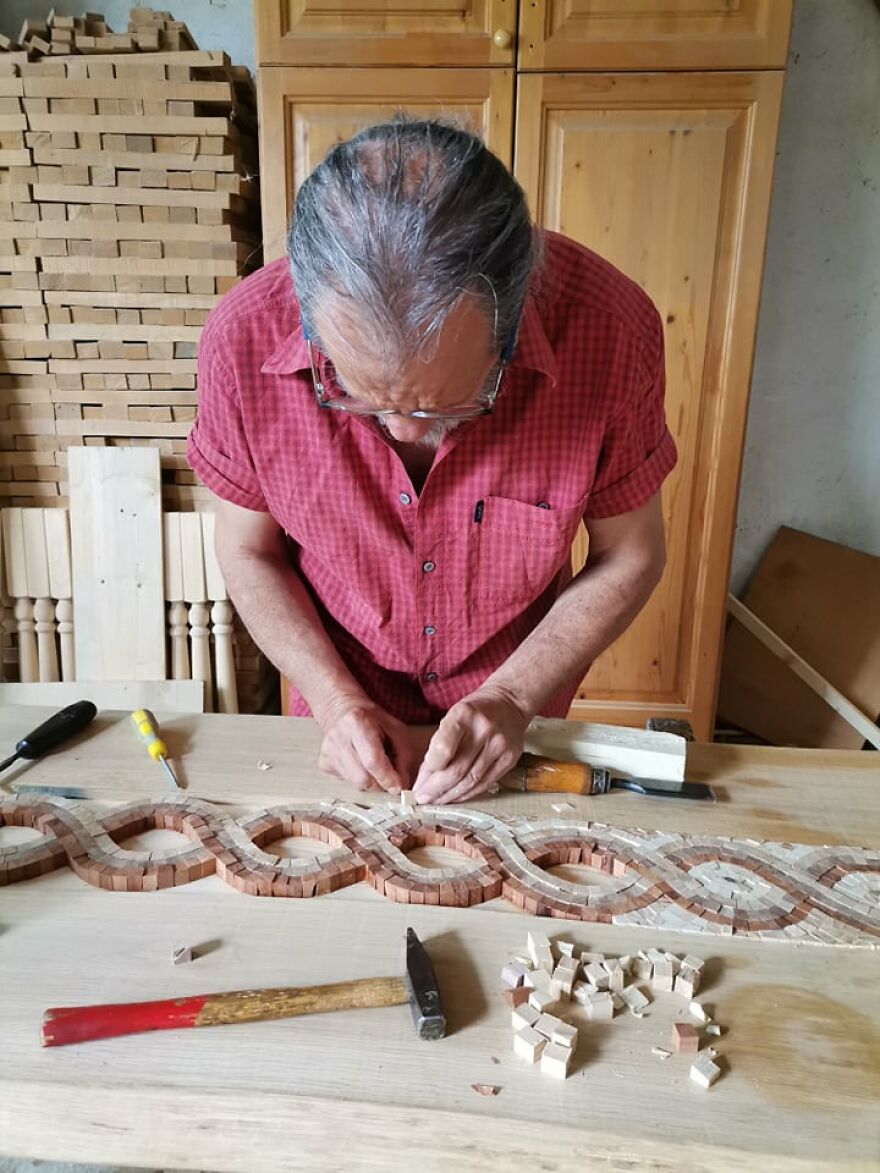 We Made Unique Handmade Tables With Over 1000 Pieces Of Wood And 160 Hours Of Manual Labor