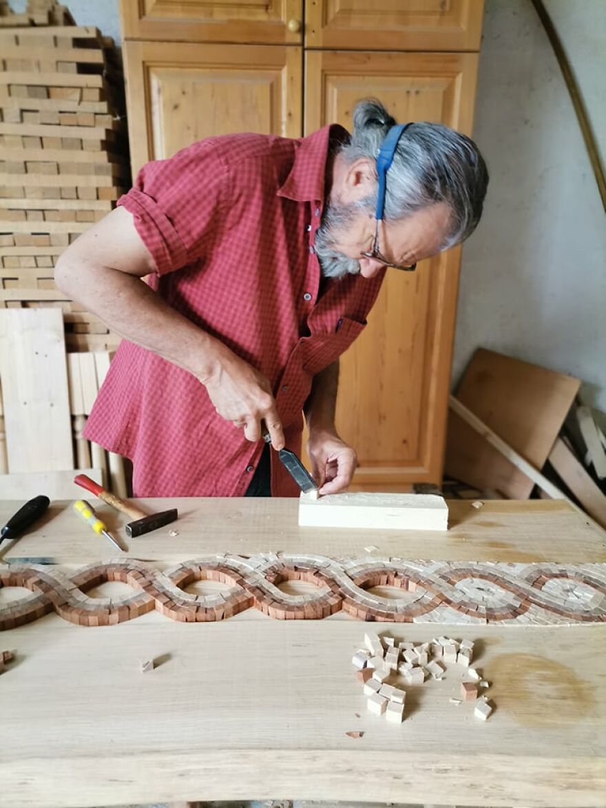 We Made Unique Handmade Tables With Over 1000 Pieces Of Wood And 160 Hours Of Manual Labor