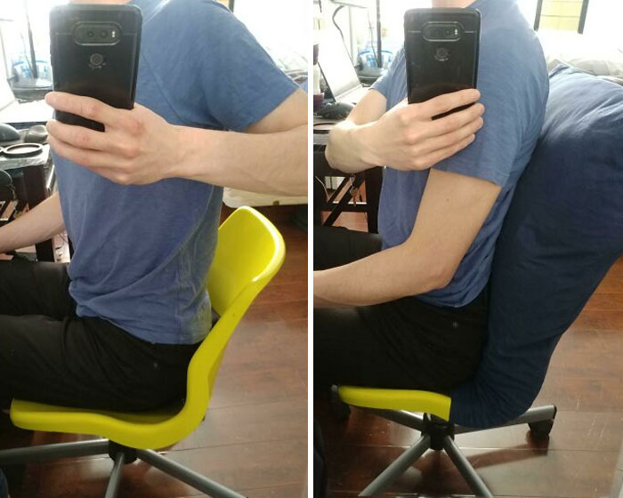 Have A Crappy Desk Chair That Offers No Back Support? Slide A Pillowcase Over It With A Firm, Fluffy Pillow