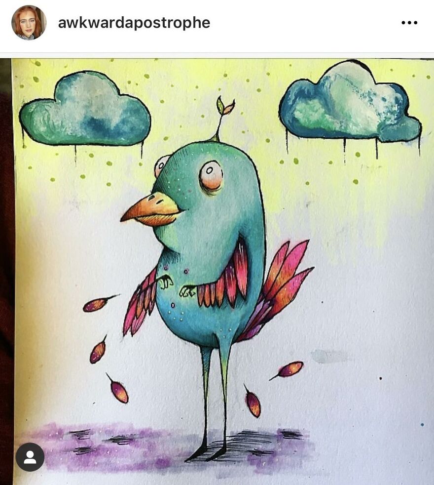 I Am Kate Fenner, A Schizophrenic Artist Who Draws Brian The Bird.