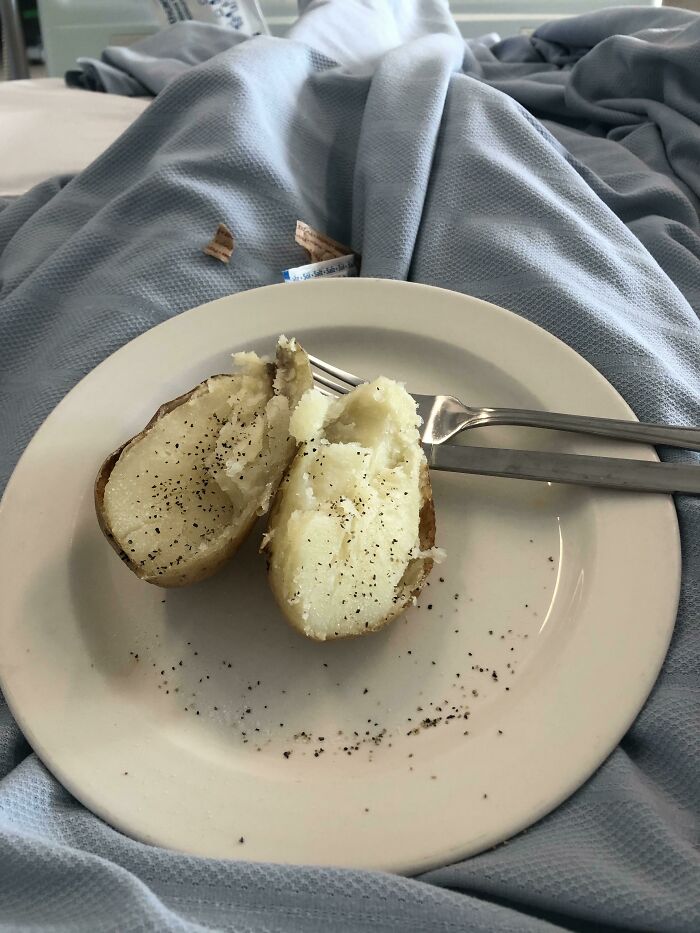 My Lovely Vegan Lunch While I Was In Hospital In UK. Dry Potato No Vegan Spread