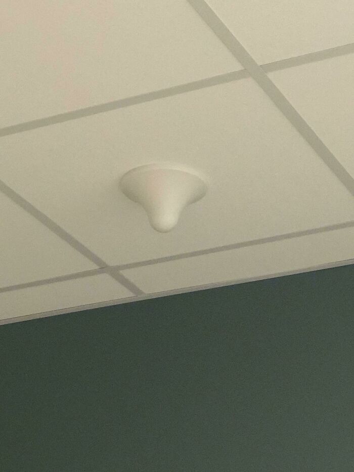 This Object Is Hanging From The Ceiling Of Our Waiting Room At The Hospital. It’s A White Smooth Dome With No Numbers Or Labels Of Any Kind. Anyone Know What This Is For? My Thought Was WiFi Or A Signal Booster