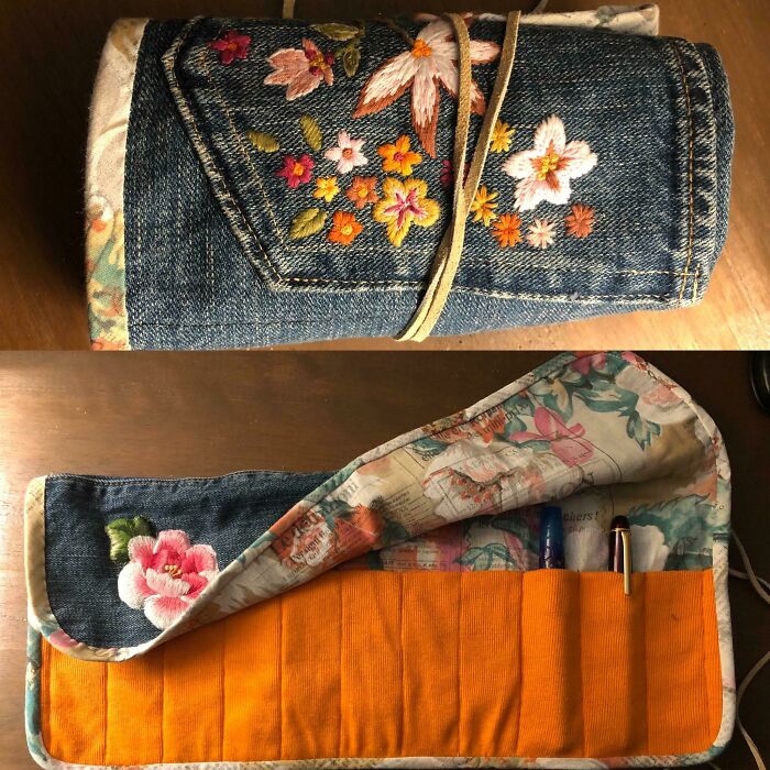 My Old Favourite Jeans Turned Into A Pen Roll