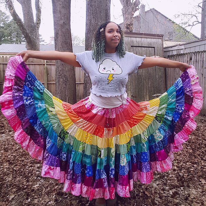 Made My Very Own Rainbow Patchwork Skirt!