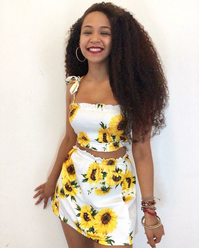 Made A Sunflower Two-Piece From An Outfit That Looked Like A Curtain Beforehand