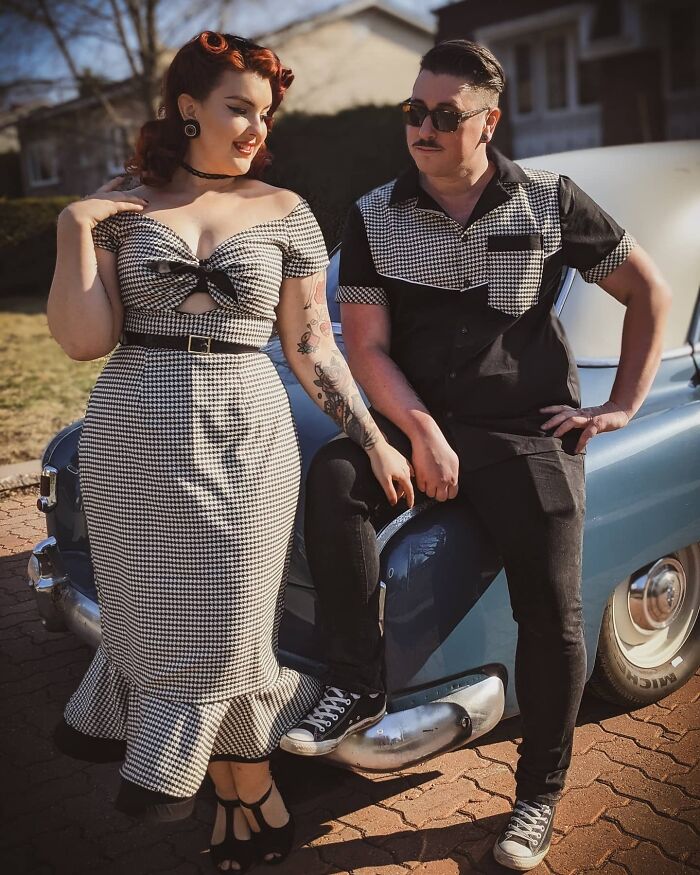 Matching 1950's Style Men's Shirt And Wiggle Dress