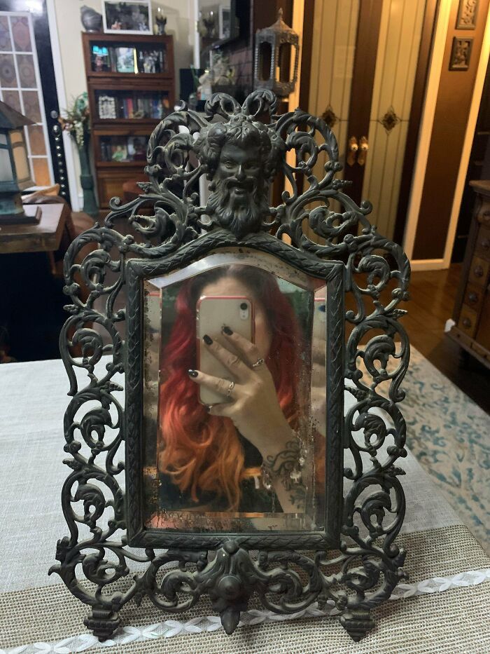 How Happy Am I With This Find Today? Victorian Bacchus God Of Wine Mirror!