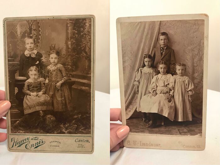 This Is Kind Of Cool! Six Months Ago, I Bought The Photo On The Right From An Antique Mall. Yesterday, I Went Back And Purchased The Photo On The Left. Only After Getting Home Did I Realize That They’re The Same Kids, Just Taken A Few Years Apart!