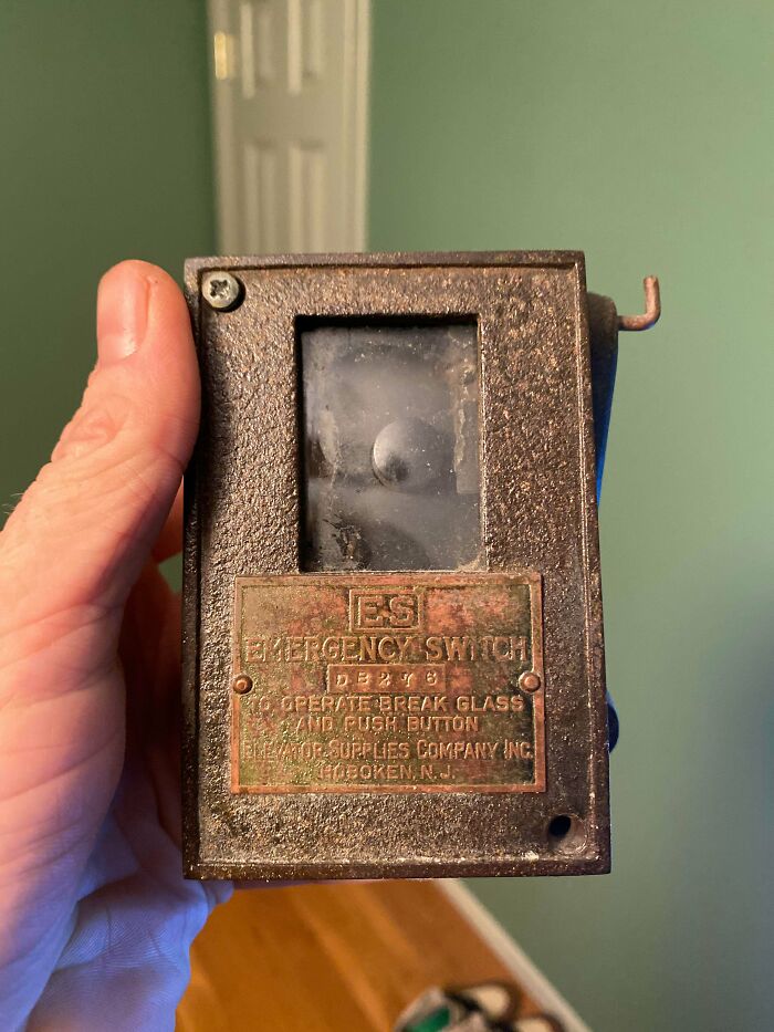 Here Is An Elevator Emergency Stop Switch That I Took Out Of A Building On Park Aveune In Manhattan, NY. Was Installed Around 1890. That Little Piece Of Glass Is 130 Years Old. I Had To Save It From The Trash Bin.