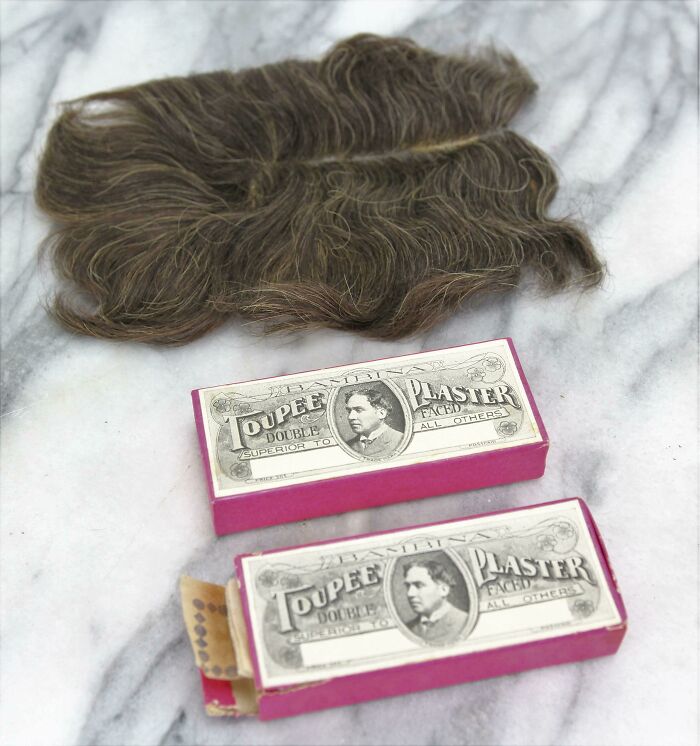 An Antique Toupee And Toupee Plaster I Found Locked In The Drawer Of A Victorian Drop-Well Dresser.