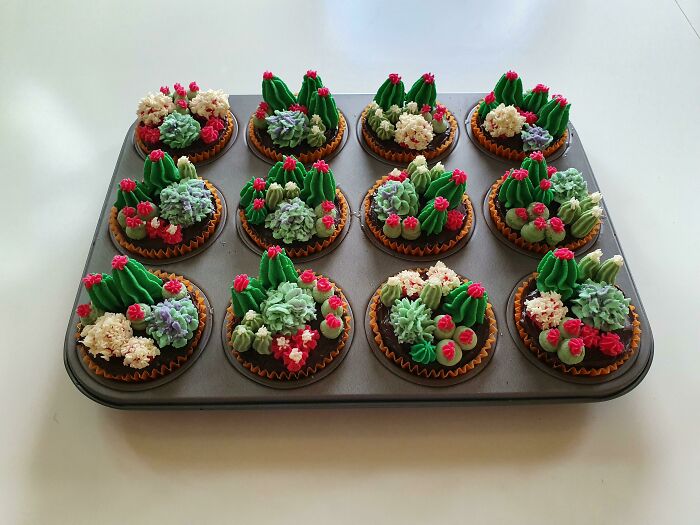 Cupcakes caseros de cactus