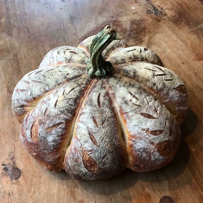 Homemade Pumpkin Shaped Sourdough Bread