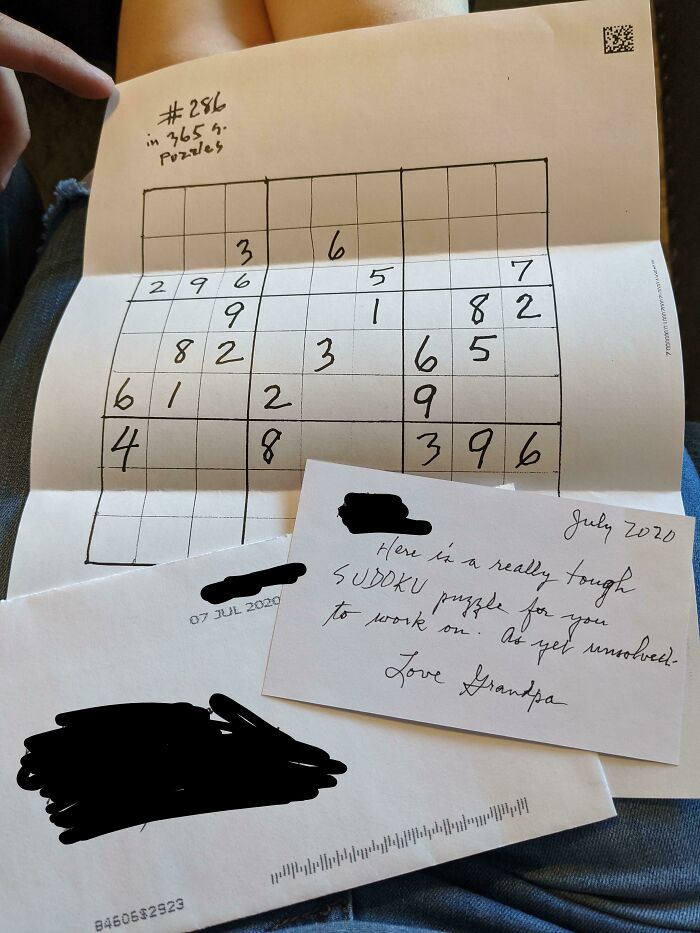 Grandpa And I Share A Love Of Sudoku And Like To Work On Them Together, But Covid Means We Can't See Each Other. So, He Copied A Puzzle Out Of One Of His Books By Hand And Mailed It To Me To Solve