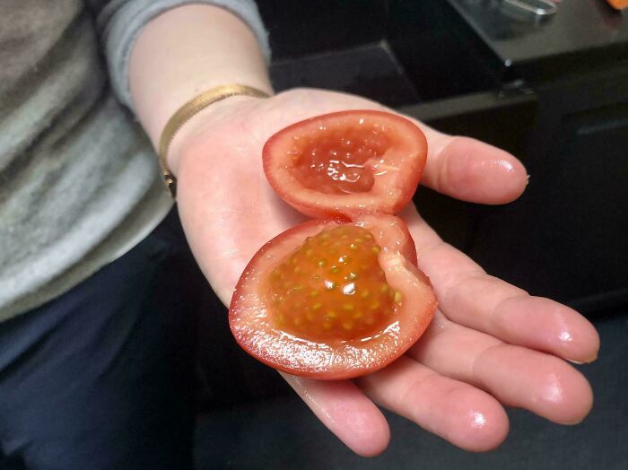 Inside Of This Tomato Looks Like A Perfect Strawberry