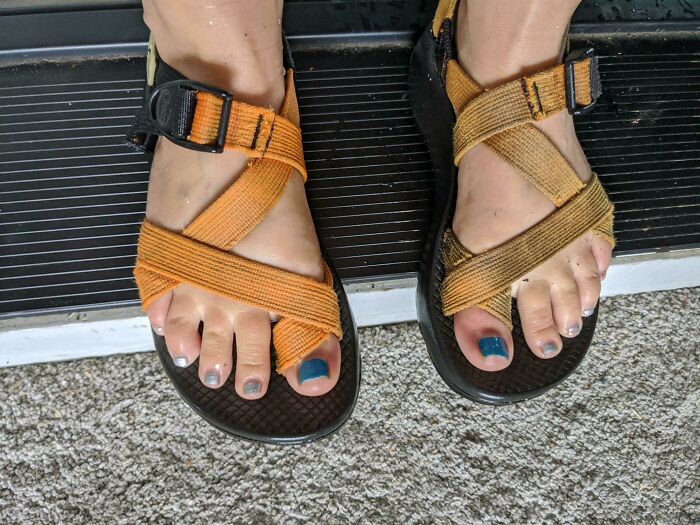 I Was Cleaning My Deck With My Power Washer Yesterday And Thought I’d See What Happened If I Let Loose On My Chacos. 10/10 Would Do Again