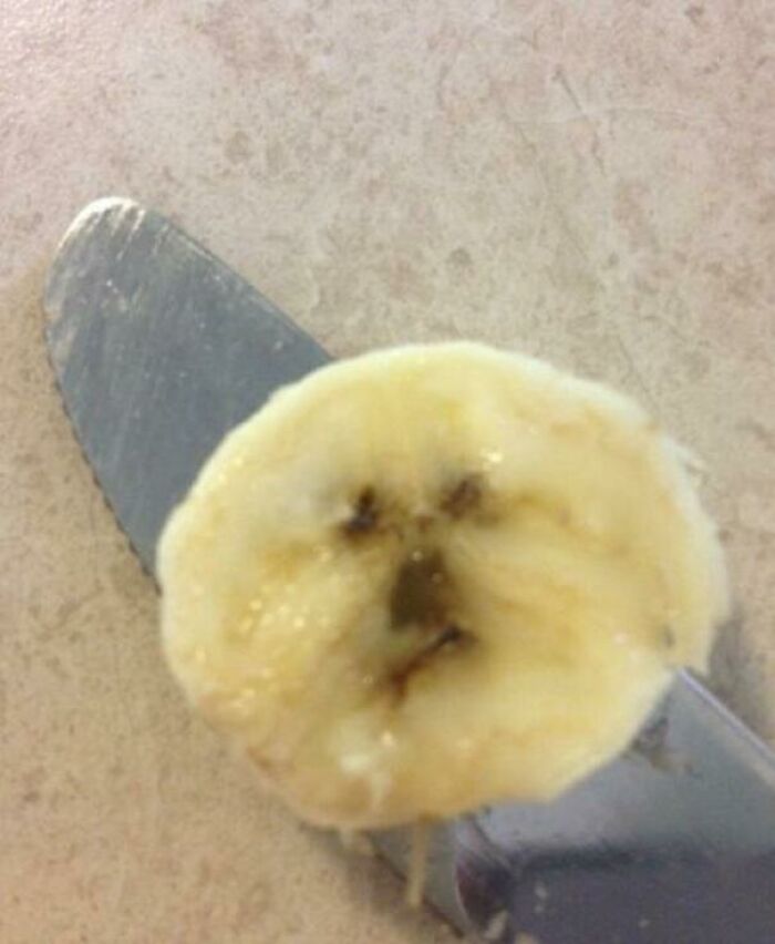 Banana Slice Looks Like A Sad Bichon Frise Dog