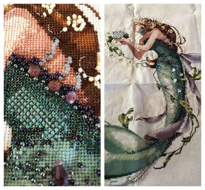 My Mum Sewed This Mermaid Over 18 Years Ago And It Has Been Left Folded Up Inside A Cupboard, I've Told Her She Should Frame It!