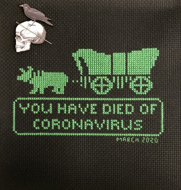 Quarantine Finish #1 (Pattern Is A Freebie From Snarky And Nerdy Cross-Stitch Facebook Group)