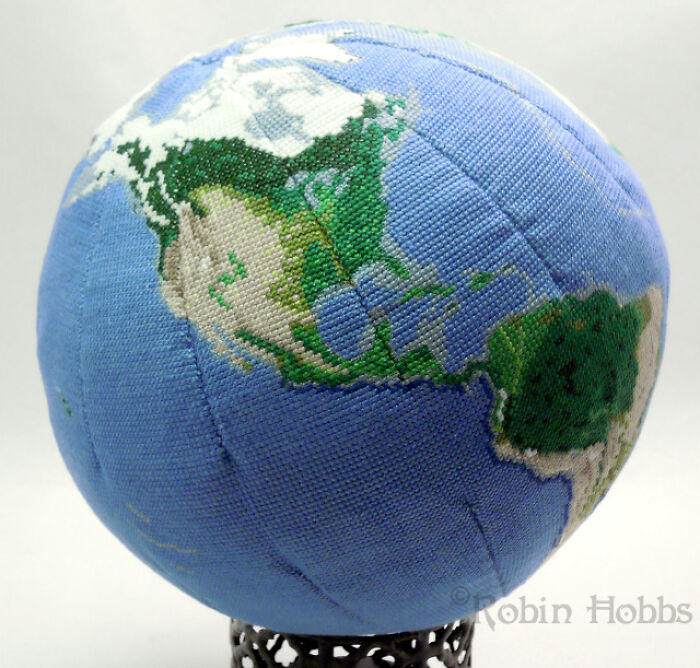 Happy Earth Day! I Made This Cross Stitched Globe Several Years Ago