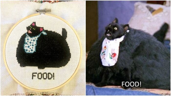 My Friend Has A Chonky Cat Named Salem, So I Had To Make This For Her! Pattern From Stitchfiddle/Self-Drafted, Meme From Sabrina The Teenage Witch