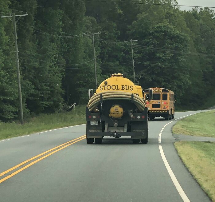 A Stool Bus Behind The School Bus