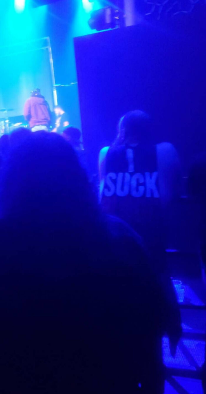 His Shirt Said I Suck Blood But It Didn't Work So Well When The Lights Went Down
