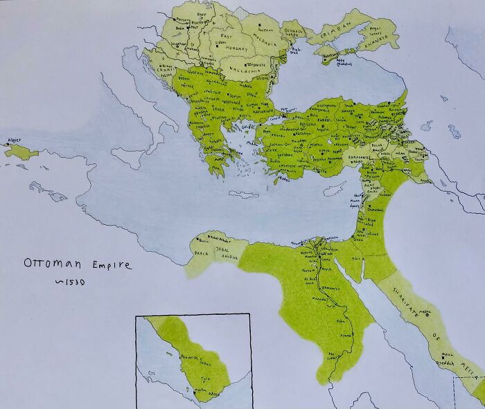 Map Of Ottoman Empire In Early 16th Century. Handdrawn By Me