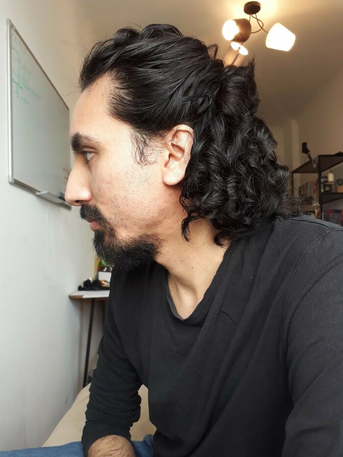 From Buzzcut To 15 Months Without A Cut. I Quite Like The Half Updo