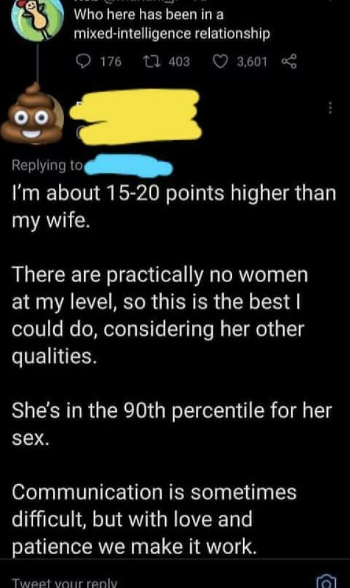 Dude Claims He Settled For His Wife Because He Can’t “Find A Woman At His Level”