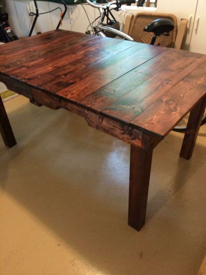 Built A Table Out Of Shipping Pallets Left For Trash Outside A Shipping Center! Total Cost: $23