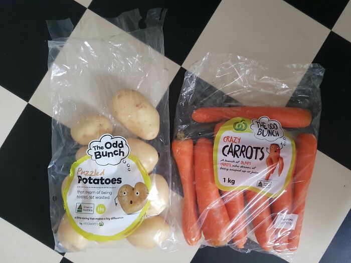 My Local Supermarket Sells 'Miss-Shaped' Fruit And Veg For Several Dollars Cheaper Than Regular Produce - Easy Way To Save A Few Bucks, Plus The Packaging Is Super Cute!