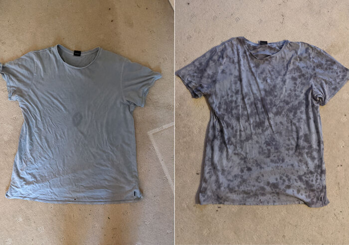 Couldn't Get Rid Of This Ugly Stain Right In The Middle Of The Shirt, Used Some Old Die To Make A Cool Patchy Shirt Instead!