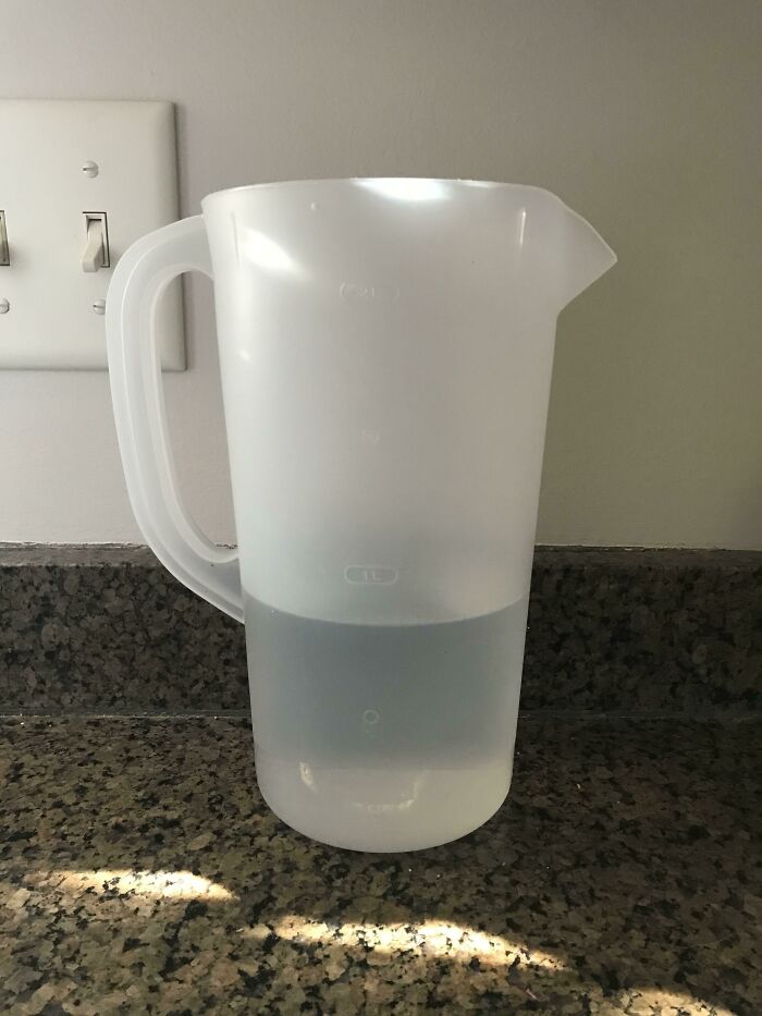 In An Effort To Have Less Water Waste, I Started Keeping This Pitcher On My Counter. Water From Leftover Drinks, Sippy Cups, Ice Cubes, Etc. Gets Dumped In Here And Then I Use It To Water My House Plants