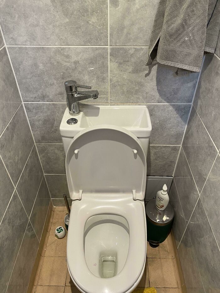 My Toilet Has A Built In Sink To Help Reduce Water Waste, Flush Your Toilet With The Water From The Sink