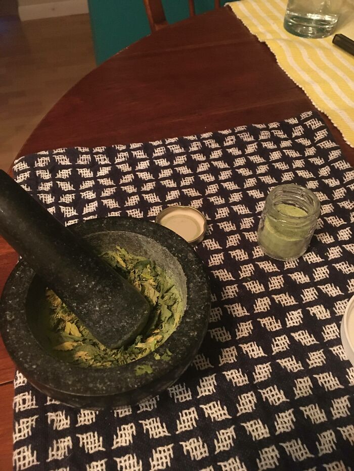 Made My Own Celery Salt By Drying Out Celery Leaves I Would Have Otherwise Thrown Out, Crushing Them, And Adding Salt! Tastes Wayyyyy Better Than The Store Bought Kind, And I'm Using All Of The Celery!
