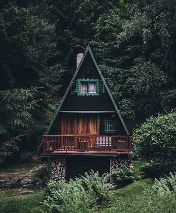 Such A Cute Little A-Frame Cabin In The Woods! Located In Switzerland