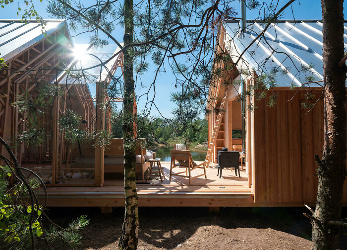 A Gorgeous Prefab Cabin That Opens Up From The Middle