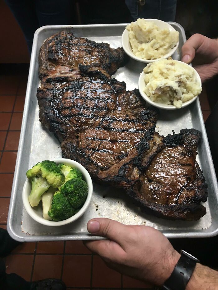 A Guest Asked For The Biggest Ribeye We Had. Told Them We Could Cut Anything. Here’s 72oz Of Beefy Goodness!