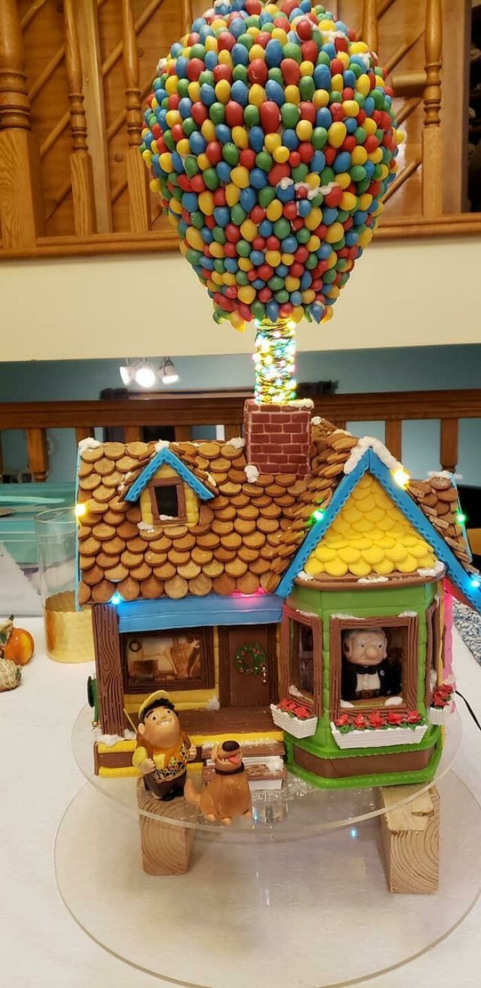 My Mom And I Made A 100% Edible (Except The Lights) ‘Up’ Themed Gingerbread House