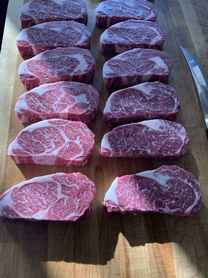 The Marbleization On These Prime Ribeye Steaks This Morning