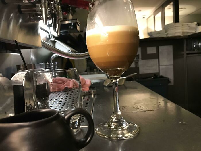 I Made A French Liqueur Coffee Yesterday. Poured The Drink Wrong And Made Another One. Came Back To It Half An Hour Later