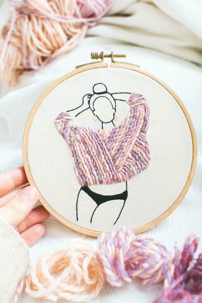 First Time I Embroidered With Wool. Love How Fluffy It Looks. What Do You Think? The Pattern Was Designed By Me