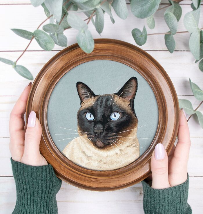 I’ve Really Tried To Improve My Embroidered Cat Portraits This Year And I’m So Happy About How This One Came Out! I Almost Quit A Few Times And Started Over But It All Worked Out In The End