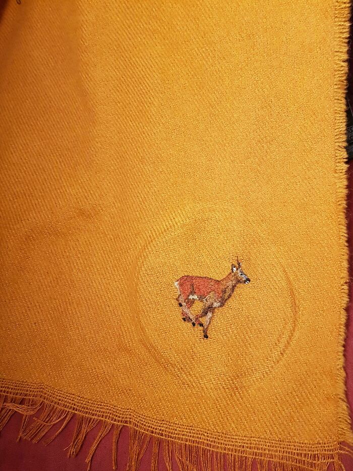 Did I Just Spend Several Hours Embroidering A Deer To Fix A Very Tiny Hole In My Scarf? Yes. Yes I Did